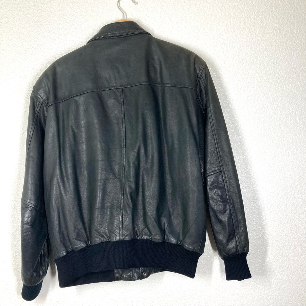 Vintage 80s The Naive Aviator Genuine Leather Jacket Mens Large Black Flight - Picture 12 of 15